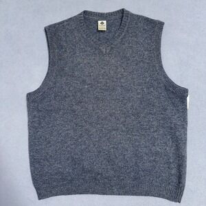 Columbia Shetland Wool V-Neck Sweater Vest Blue Gray Heather Mens Size L